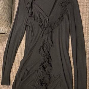Chico's Black Ruffled Cardigan